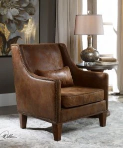 Uttermost Clay Leather Armchair LIVING ROOM
