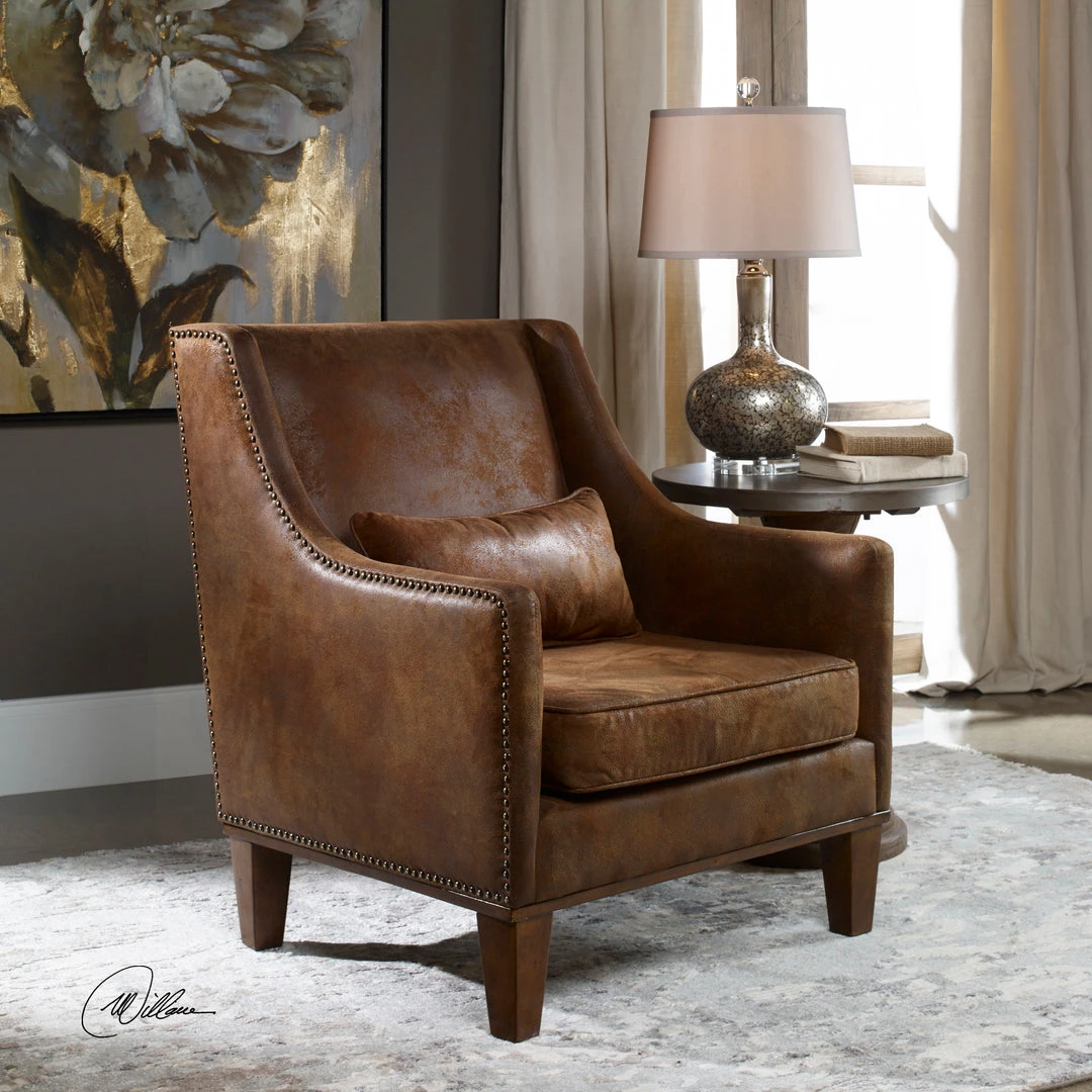 Uttermost Clay Leather Armchair LIVING ROOM 4 Uttermost Clay Leather Armchair LIVING ROOM