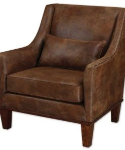 Uttermost Clay Leather Armchair LIVING ROOM