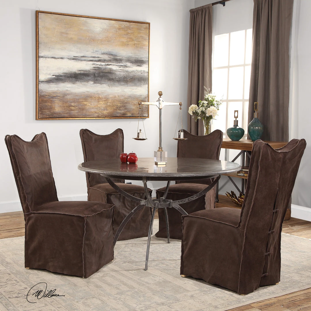 DINING ROOM Uttermost Delroy Armless Chairs, Chocolate, Set Of 2 4 DINING ROOM Uttermost Delroy Armless Chairs, Chocolate, Set Of 2
