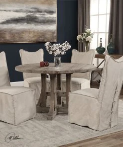 DINING ROOM Uttermost Delroy Armless Chairs, Stone Ivory, Set Of 2