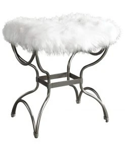Uttermost Channon White Fur Small Bench LIVING ROOM