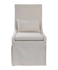 DINING ROOM Uttermost Coley White Linen Armless Chair