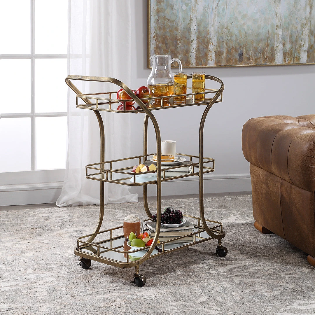 Uttermost Stassi Gold Serving Cart Carts & Bar Cabinets 5 Uttermost Stassi Gold Serving Cart Carts & Bar Cabinets