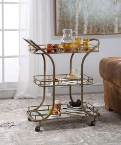 Uttermost Stassi Gold Serving Cart Carts & Bar Cabinets