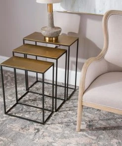 Side & End Tables Uttermost Coreene Gold Nesting Tables Set/3
