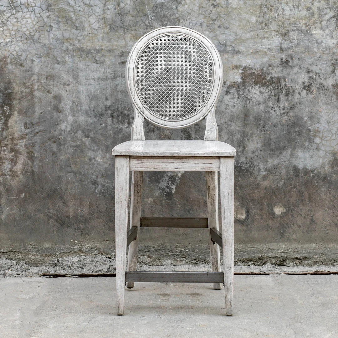 Bar & Counter Stools Uttermost Clarion Aged White Counter Stool 4 Bar & Counter Stools Uttermost Clarion Aged White Counter Stool