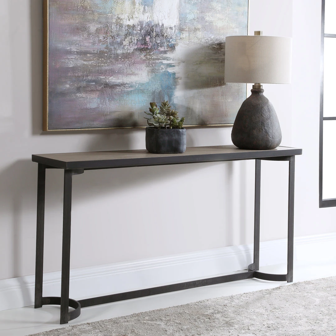 LIVING ROOM Uttermost Basuto Steel Console Table 5 LIVING ROOM Uttermost Basuto Steel Console Table