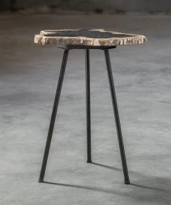 Uttermost Mircea Petrified Wood Accent Table Side & End Tables