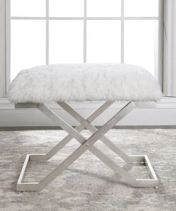 LIVING ROOM Uttermost Farran Silver Small Bench