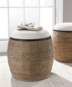 Uttermost Island Straw Accent Stool