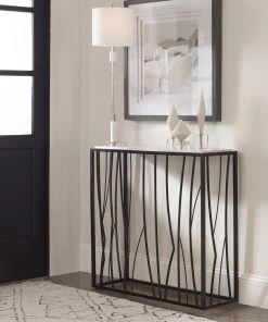 LIVING ROOM Uttermost Reed Travertine Console Table