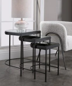Uttermost India Black Nesting Tables, S/3