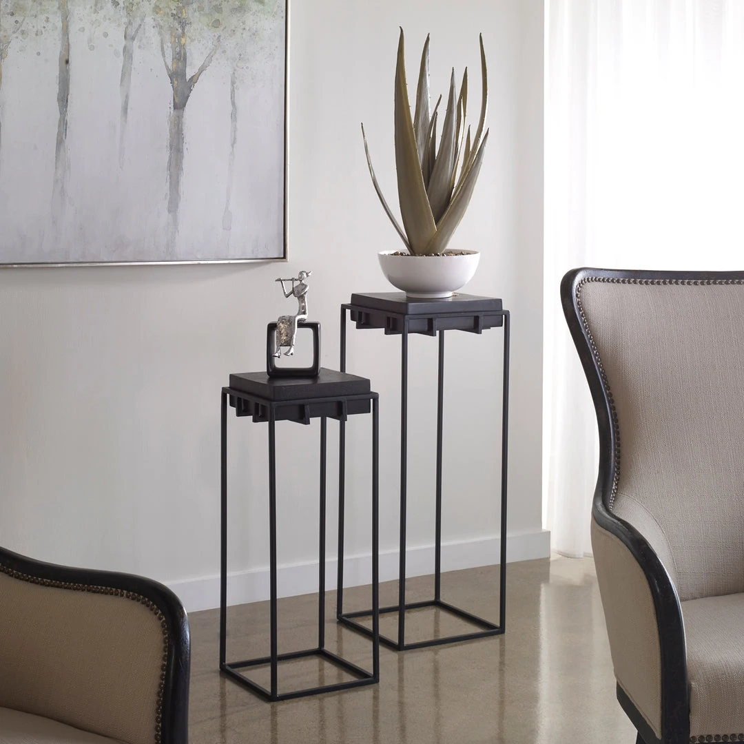 Uttermost Telone Black Small Pedestal Side & End Tables 4 Uttermost Telone Black Small Pedestal Side & End Tables