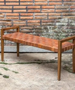 Uttermost Plait Woven Leather Bench LIVING ROOM 11 Uttermost Plait Woven Leather Bench LIVING ROOM