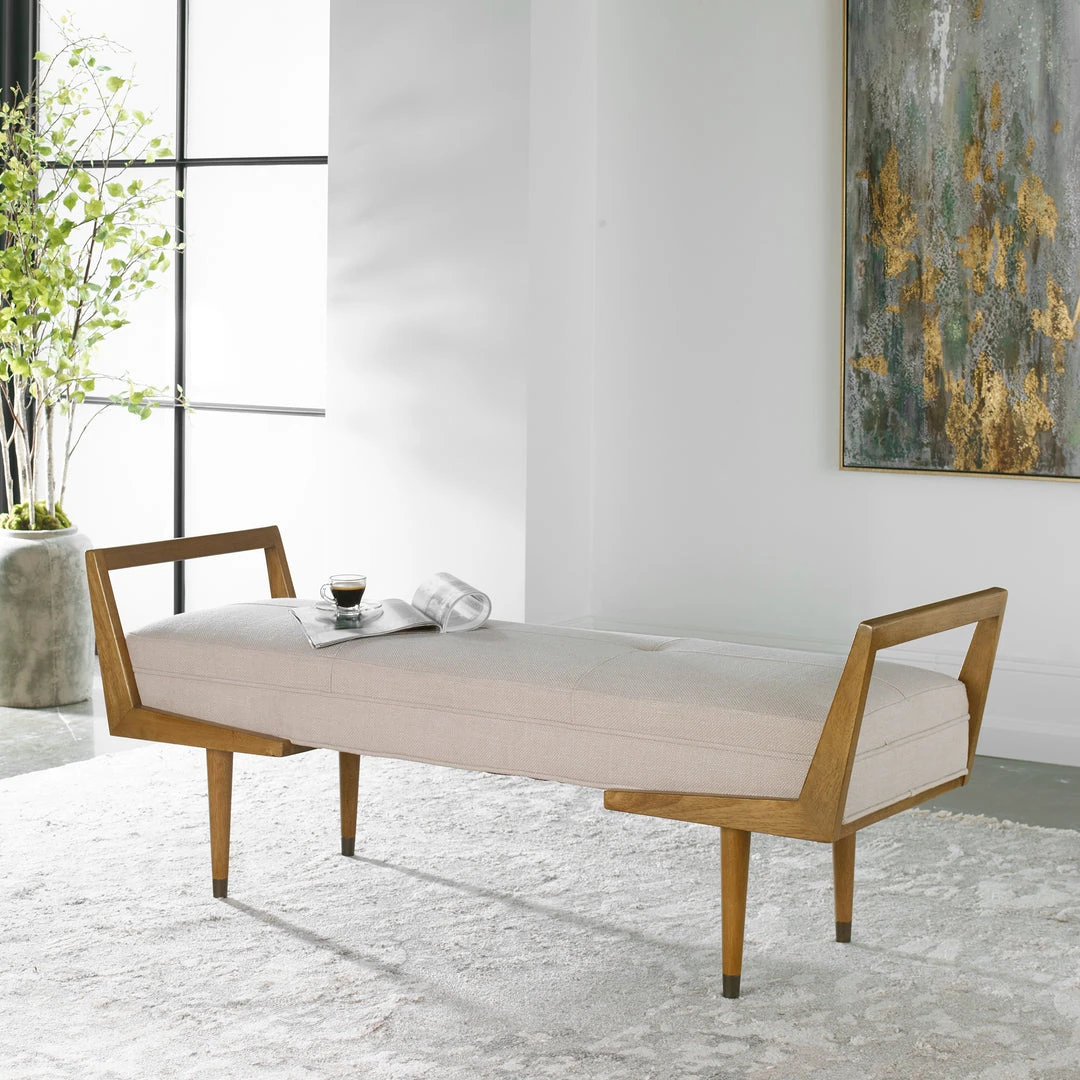 Uttermost Waylon Modern Ivory Bench LIVING ROOM 4 Uttermost Waylon Modern Ivory Bench LIVING ROOM