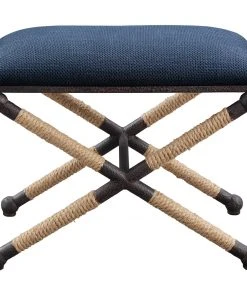 Uttermost Firth Small Navy Fabric Bench