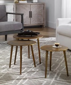 LIVING ROOM Uttermost Kasai Gold Coffee Tables, S/3