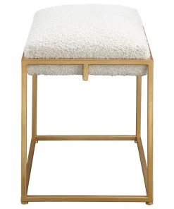 LIVING ROOM Uttermost Paradox Small Gold & White Shearling Bench 11 LIVING ROOM Uttermost Paradox Small Gold & White Shearling Bench