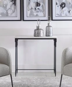 LIVING ROOM Uttermost Bourges White Marble Console Table
