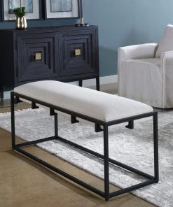 Uttermost Paradox Iron & Fabric Bench LIVING ROOM