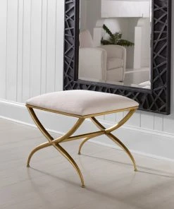 LIVING ROOM Uttermost Crossing Small White Bench