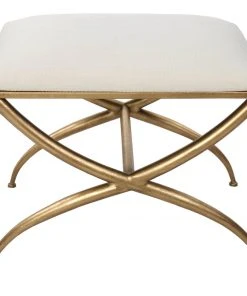 LIVING ROOM Uttermost Crossing Small White Bench