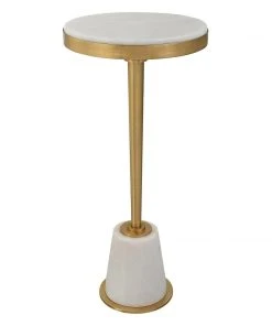 Uttermost Edifice White Marble Drink Table