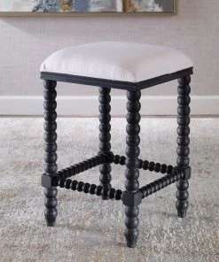 Bar & Counter Stools Uttermost Pryce Black Backless Counter Stool