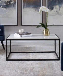 Uttermost Vola Modern White Marble Coffee Table