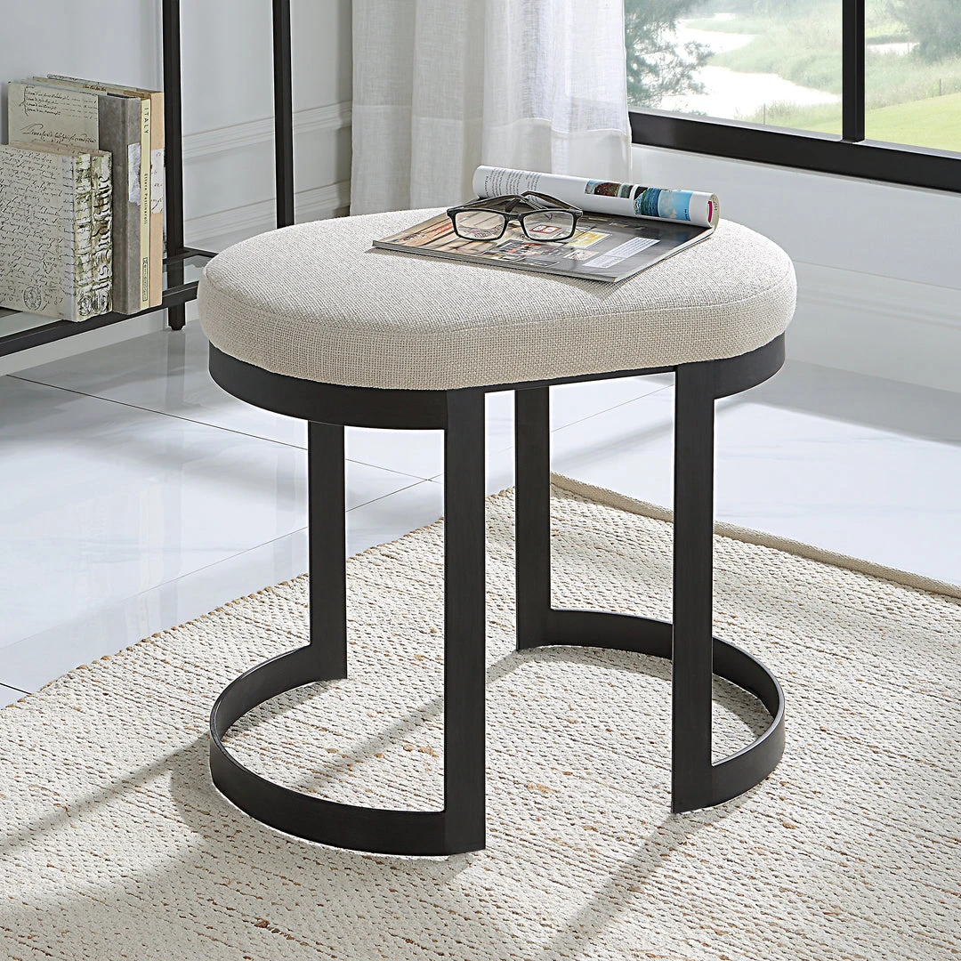 Benches, Ottomans & Poufs Uttermost Infinity Black Accent Stool 4 Benches, Ottomans & Poufs Uttermost Infinity Black Accent Stool