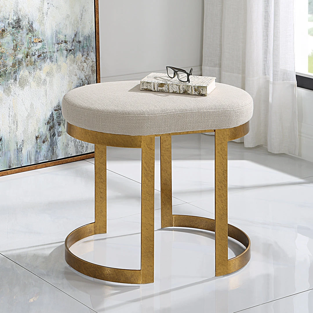 Benches, Ottomans & Poufs Uttermost Infinity Gold Accent Stool 4 Benches, Ottomans & Poufs Uttermost Infinity Gold Accent Stool
