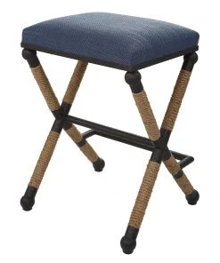 Bar & Counter Stools Uttermost Firth Rustic Navy Counter Stool