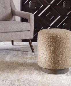 Uttermost Avila Latte Round Ottoman LIVING ROOM