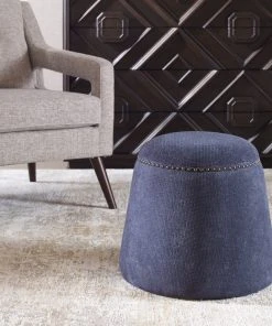 Uttermost Gumdrop Denim Ottoman LIVING ROOM