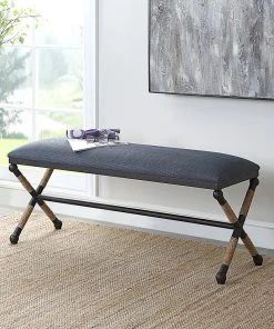 LIVING ROOM Uttermost Firth Rustic Navy Bench