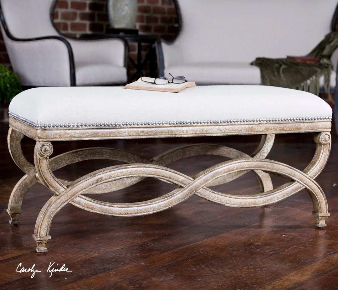 Uttermost Karline Natural Linen Bench 4 Uttermost Karline Natural Linen Bench