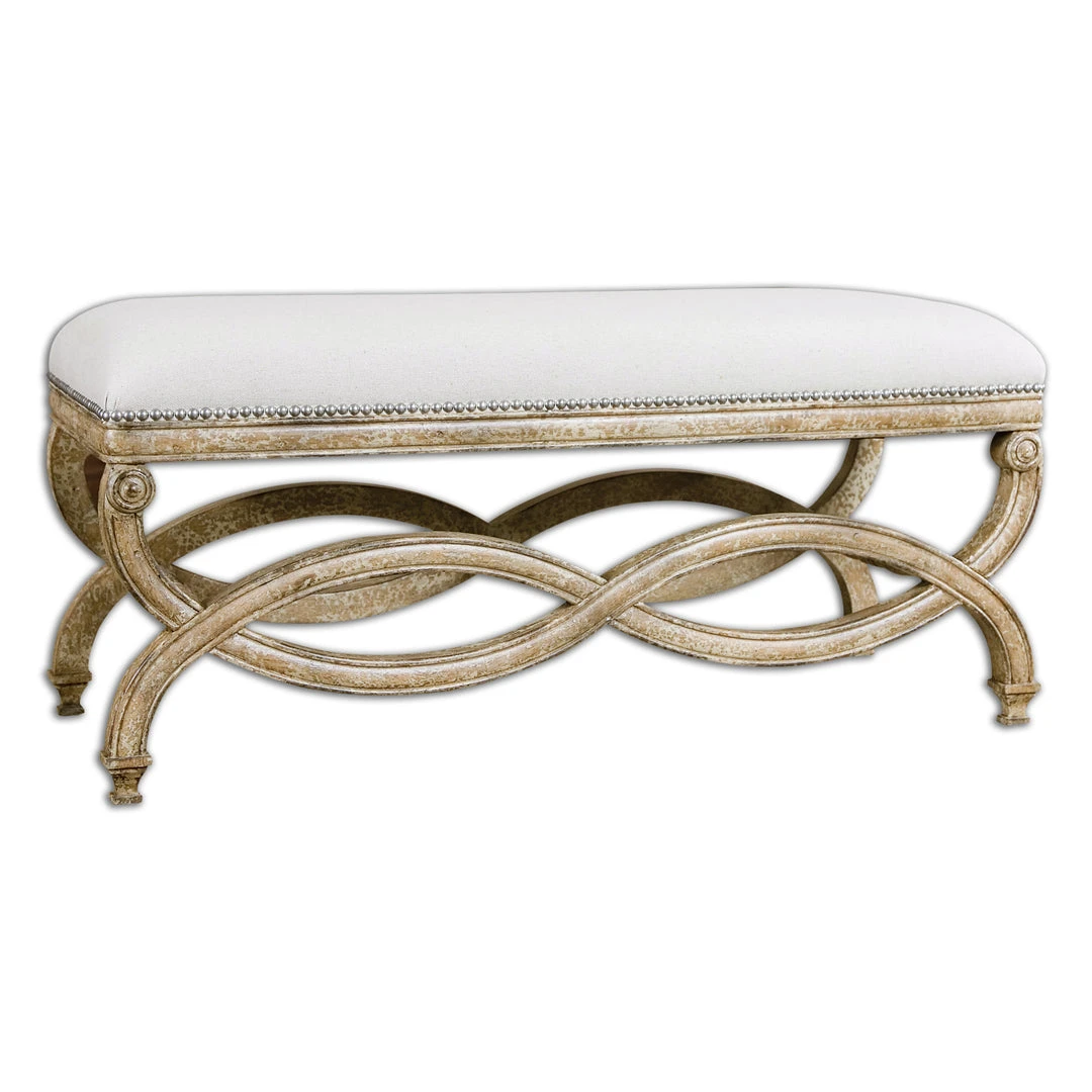 Uttermost Karline Natural Linen Bench 3 Uttermost Karline Natural Linen Bench