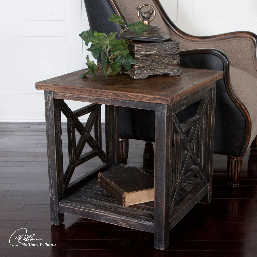 Uttermost Spiro Reclaimed Wood End Table LIVING ROOM 4 Uttermost Spiro Reclaimed Wood End Table LIVING ROOM