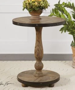 LIVING ROOM Uttermost Kumberlin Wooden Round Table