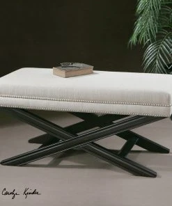 LIVING ROOM Uttermost Viera White Bench 5 LIVING ROOM Uttermost Viera White Bench
