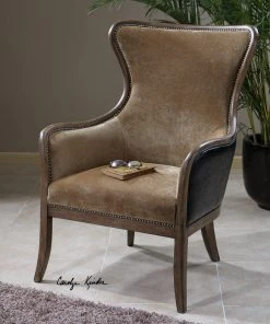 LIVING ROOM Uttermost Snowden Tan Wing Chair