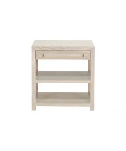 Worlds Away Side Table W. Acrylic & Nickel Hardware In Cerused Oak Side & End Tables