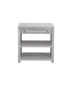 Worlds Away W. Acrylic & Nickel Hardware In Grey Cerused Oak Side & End Tables