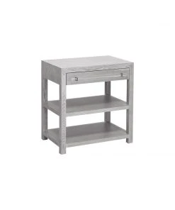 Worlds Away W. Acrylic & Nickel Hardware In Grey Cerused Oak Side & End Tables