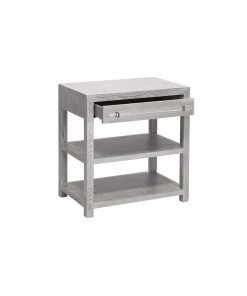 Worlds Away W. Acrylic & Nickel Hardware In Grey Cerused Oak Side & End Tables