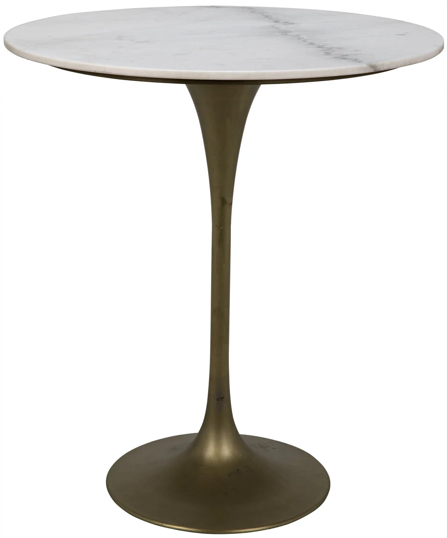 Noir Laredo Bar Table 36", Antique Brass, White Marble Top 3 Noir Laredo Bar Table 36", Antique Brass, White Marble Top