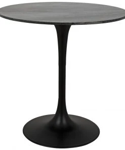 Noir Laredo Bar Table 40", Black Metal With Black Stone Top