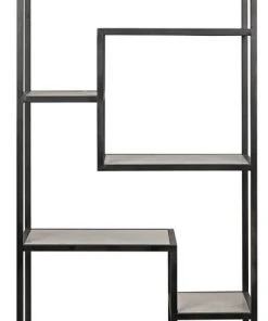 Noir Haru Bookcase Large, Black Metal With White Stone