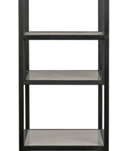 Noir Haru Bookcase Large, Black Metal With White Stone